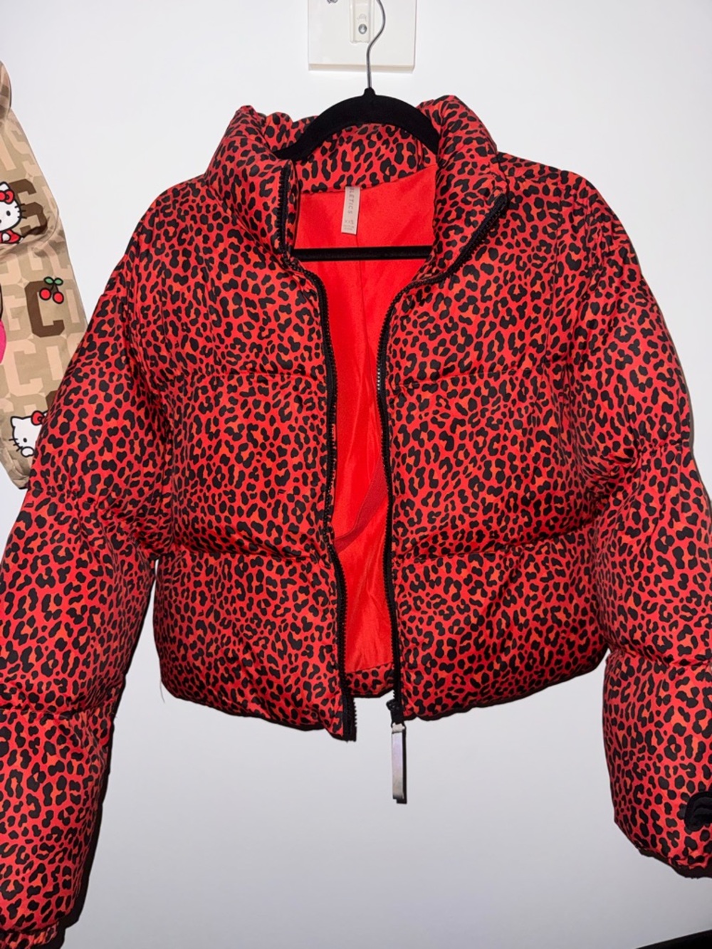 Fabletics Red and Black Puffer Jacket Bold Design